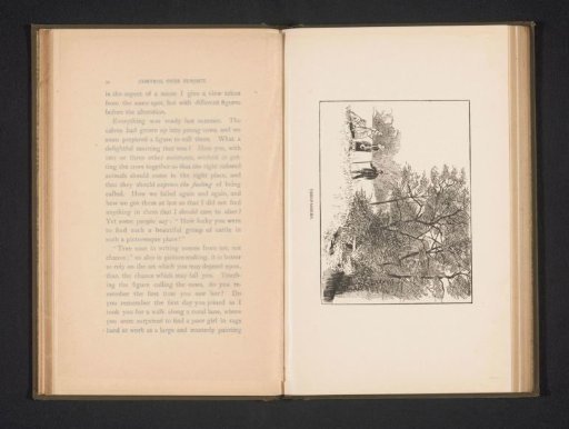 Photographic reproduction of a work with several unknown persons in a landscape