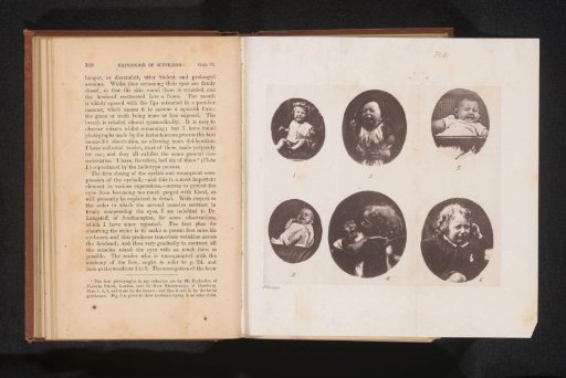 Six portraits of unknown children showing suffering and weeping