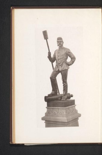 View of a detail of the monument in Manchester commemorating the Civil War; member of the artillery