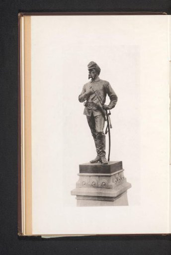 View of a detail of the monument in Manchester commemorating the Civil War; cavalryman