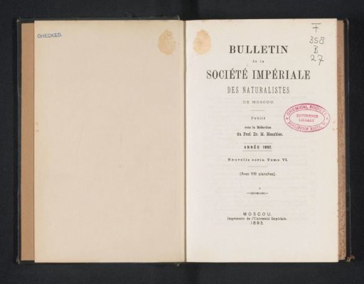 Bulletin de la Société Impériale des naturalistes de Moscou
