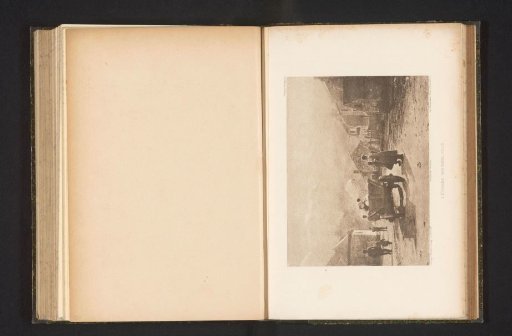 View of a Street and Unknown Persons Loading a Cart