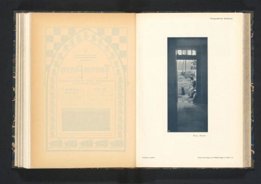 Man and a dog, seen from a house