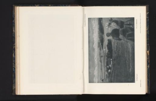 View of two unknown persons looking out over a landscape with houses and a mill