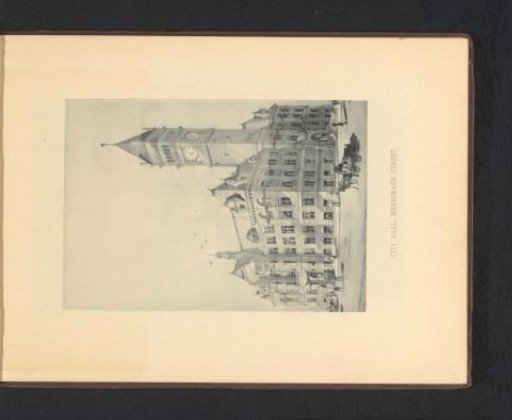 Reproduction of a design for a view of Lowell City Hall