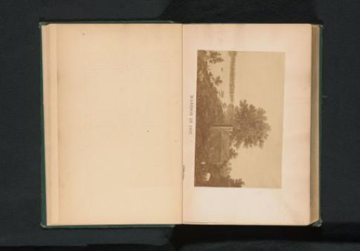 Photographic reproduction of a drawing of a house on the water in Madison