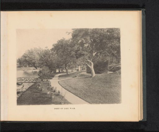 View of a path along a lake on the estate of George Gill Green in Woodbury