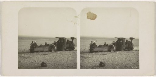Locomotive with People in the Namib Desert, South-West Africa