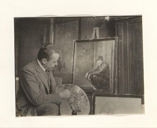 Man in a painter's studio