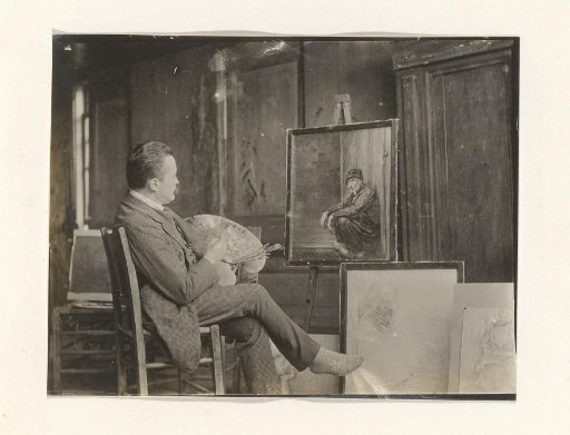 Man in a painter's studio