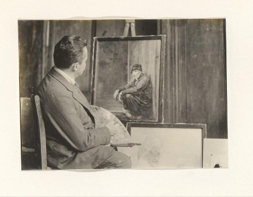 Man in a painter's studio