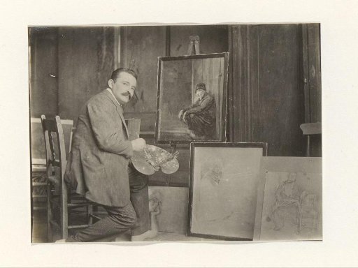 Man in a painter's studio