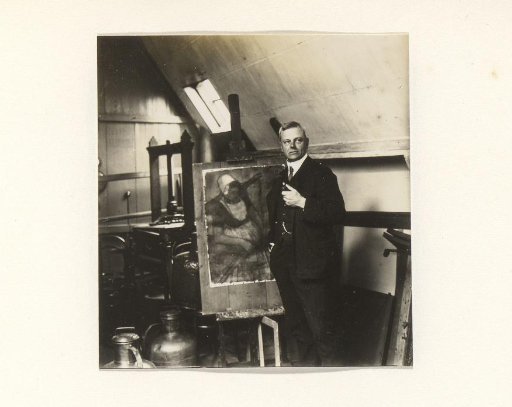 Man in a painter's studio