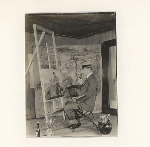 Man in a painter's studio