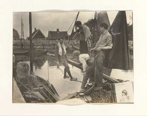 Men on a moored boat