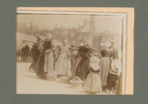 Women in Traditional Dress at a Market, with Baskets and a Yoke