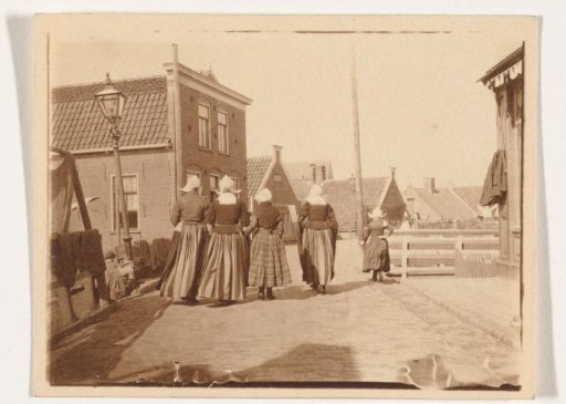 Women and children in traditional dress in Volendam