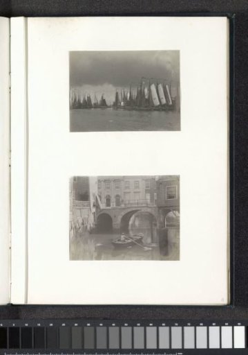 View of the Lombardbrug and the town hall in Dordrecht, with a man in a rowing boat in the foreground