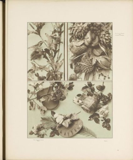 Panels with roses, artichokes, coconuts, and a painter's palette