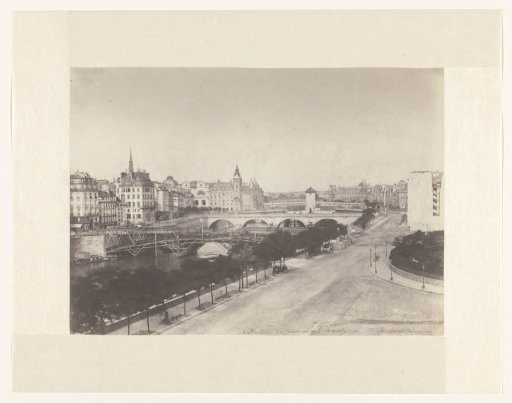 View of the Seine, with the new Pont d'Arcole under construction, Paris