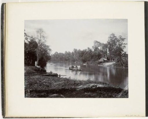 Crossing by foot ferry on the river, Sumatra (Ferry)