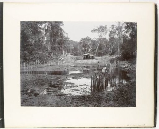 View of a river with a dredger at Laboe-Dalam, Sumatra (Dredging Machine Laboe Dalam)