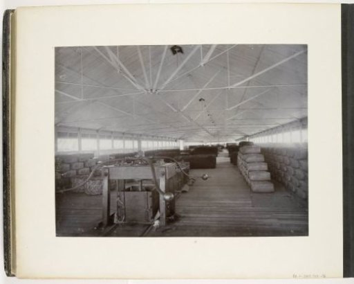 Interior of the fermentation shed with tobacco presses, Padang Tjermin, Sumatra (Interior of Fermentation Shed Tobacco Presses Padang Tjermin)