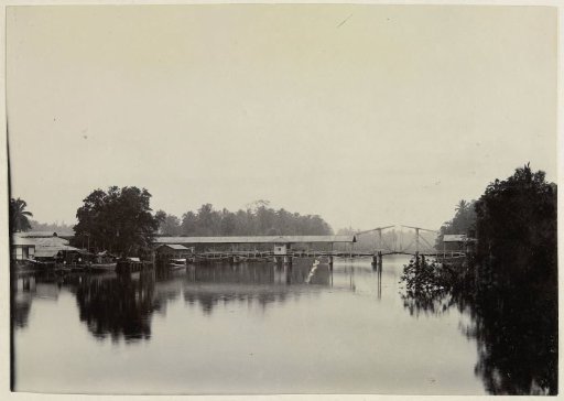 View of the Sandel bridge in the Wampoe river, Tandjong Poera, Langkat Sumatra