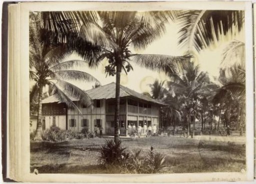 Two European men in front of a house, Langkat Sumatra