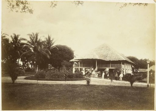 Paul Sandel in front of his house in Tandjong Poera, Langkat Sumatra