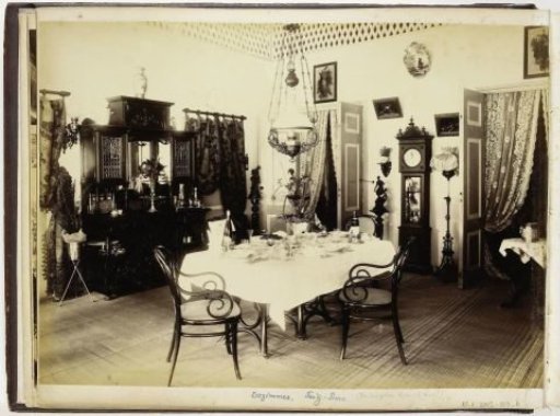 Dining room of the house of Paul Sandel in Tandjong Poera, Langkat Sumatra