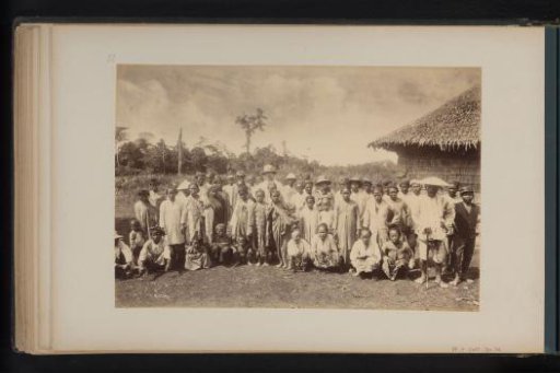 Group portrait of Javanese people and a European in Quala Bingei, Sumatra