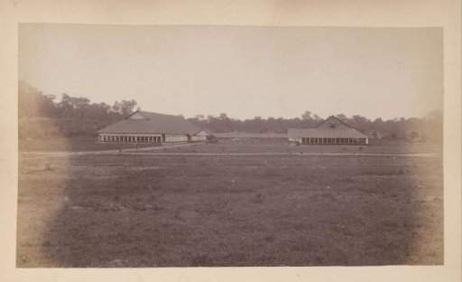 View of fermentation sheds on a plantation, probably in Langkat, Sumatra