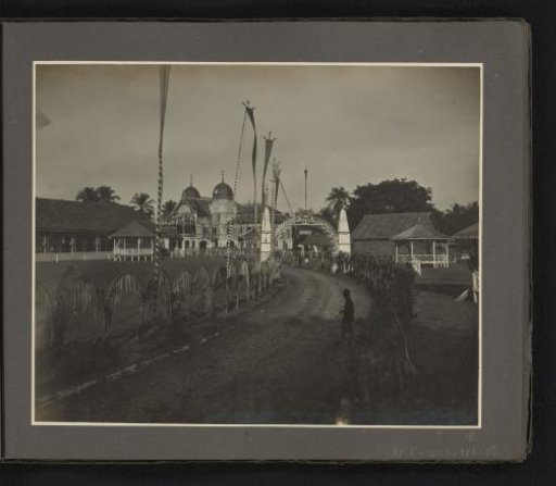 Access road with decorations to the palace of the Sultan of Langkat