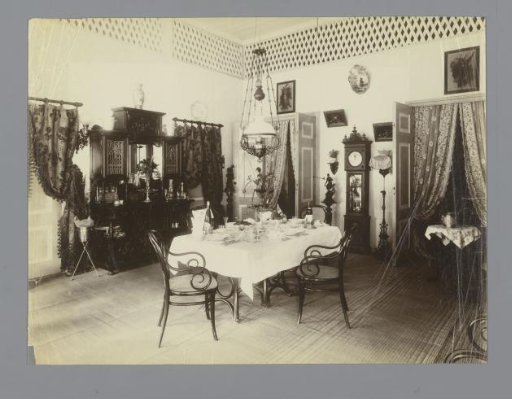 Dining room in the house of Paul and Lucie Sandel, Tandjong Poera