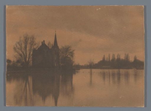 View of a country house or small castle by the water, Netherlands