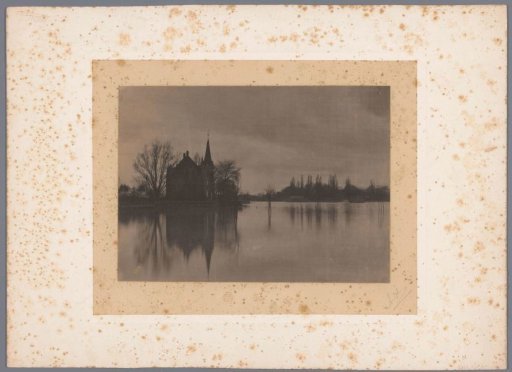 View of a country house or small castle by the water, Netherlands