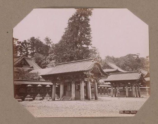 View of two stone basins for holy water that are part of the Taitoku-in mausoleum in the Zojo-ji temple complex in Shiba, Tokyo, Japan