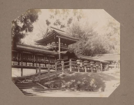View of a temple, presumably in Nara, Japan