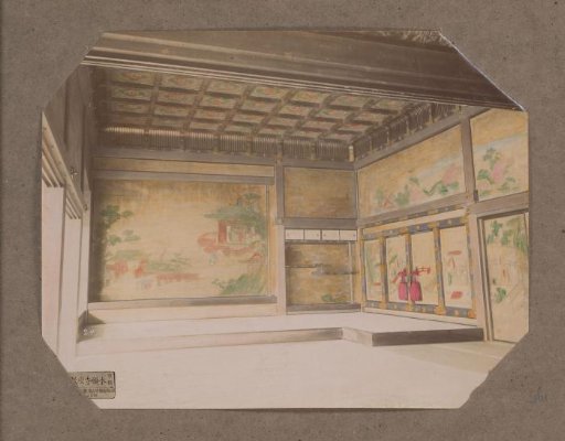 Interior of a room in the Nishi Hongan-ji temple in Kyoto, Japan