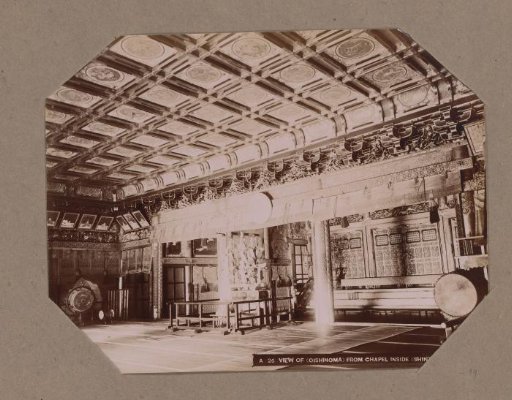 Interior of a prayer room in one of the Shinto temples in Nikko, Japan