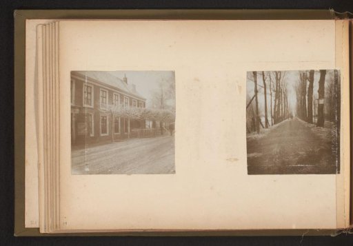 Two photographs of houses on the Nassaukade and an avenue with trees