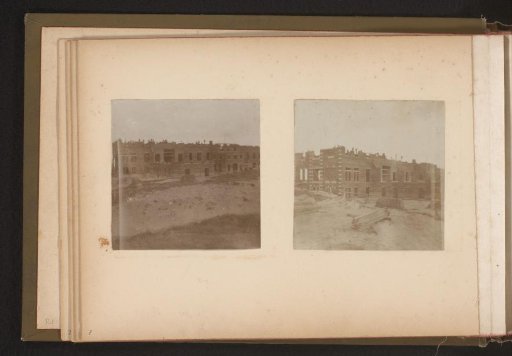 Two photographs of houses under construction