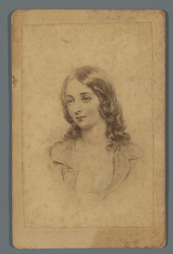 Photographic reproduction of a drawing of a portrait of an unknown woman