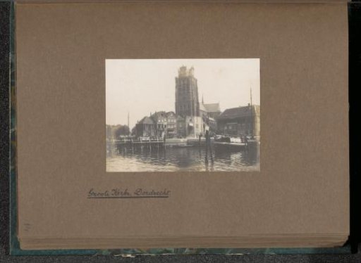View of the Bomhaven in Dordrecht with the Grote Kerk in the background