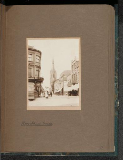 Hoogstraat in Gouda with the Kleiweg Church in the background