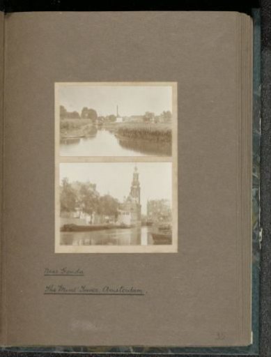 Landscape with water, chimney and buildings in the vicinity of Gouda
