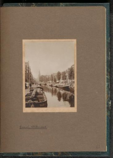Canal in Alkmaar, presumably the Luttik Oudorp, with the tower of the Waag in the background