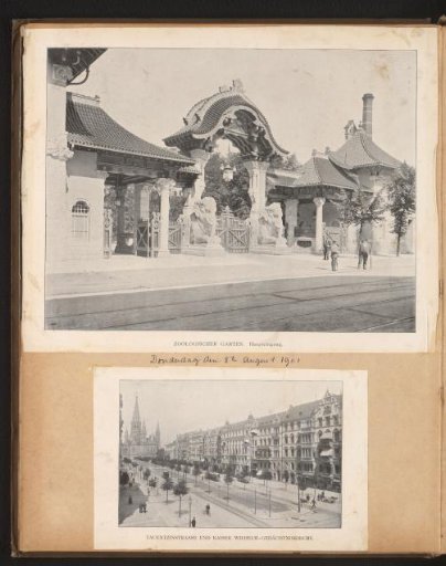 Entrance to the Berlin Zoo and a view of the Tauentzienstrasse, Berlin