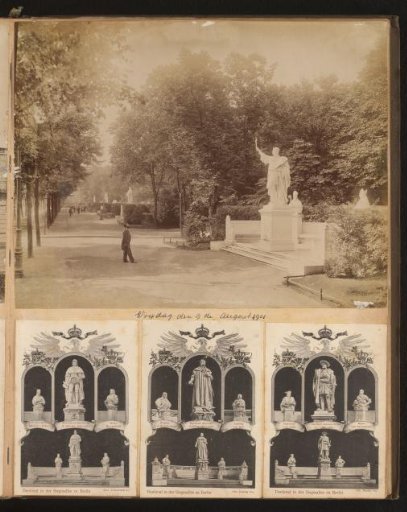 View of the Siegesallee and statues there, Berlin